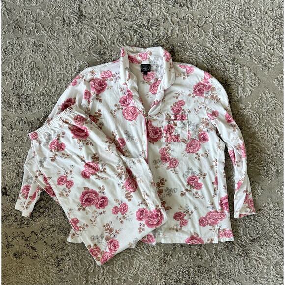 Laura Ashley Floral Pink Longsleeve Pajama Set Sz. Large - Picture 1 of 13